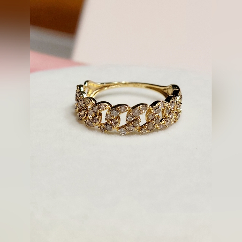 Pavé Diamond Cuban link ring 18K solid gold